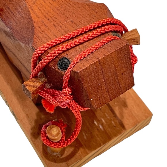 Vintage Traditional Cultural Japanese TOUGYU ITTOUBORI Bull Sumo Wood Figure - Picture 8 of 13